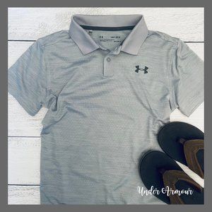 Under Armour Boys Heatgear Grey Polo Shirt Size M